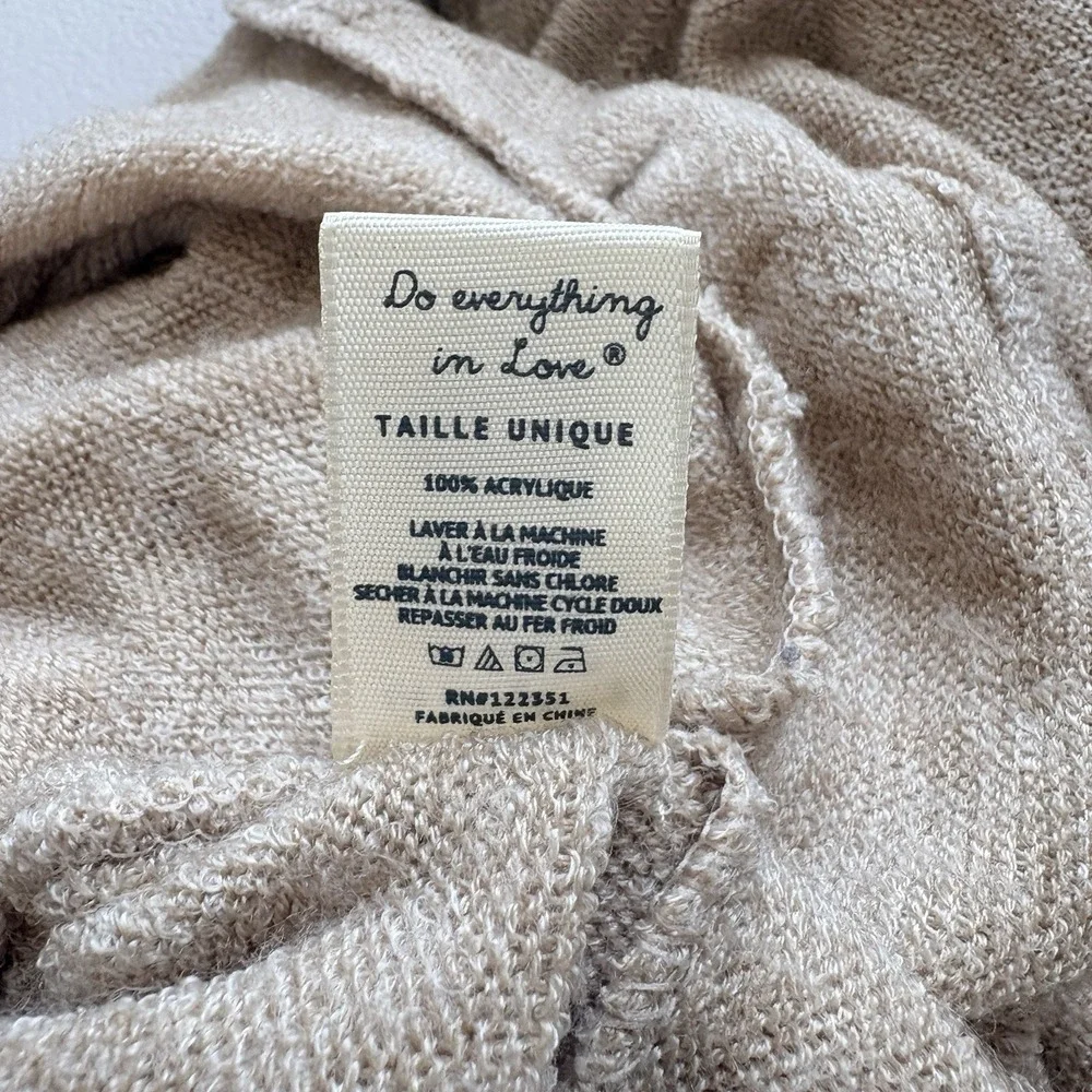 Do Everything In Love Sweater‎ One Size Poncho Ruffle Neutral Boho Minimalist - Picture 6 of 10